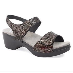 Dansko Sonnet Black Leopard Shimmer Sandals